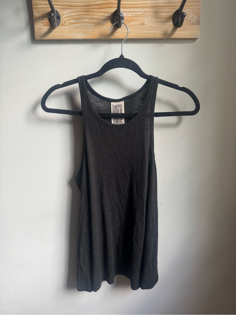 Free People Black Ribbed Racerback Tank